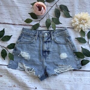 Forever 21 shorts size 26 blue holes raw hem